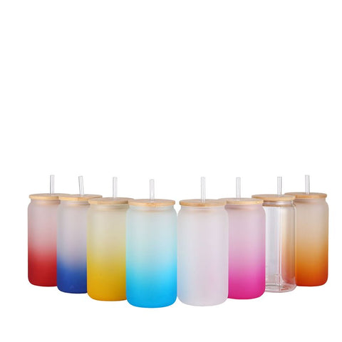 Drinking Glasses with Bamboo Lids and Glass Straw-16oz Can Shaped Glas –  Simply Stained Shop