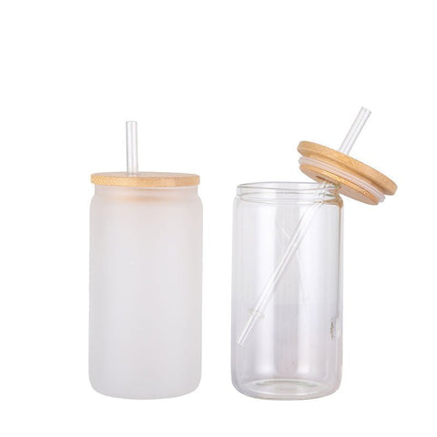 Bulk Case Vinyl Beer Glass Sets (Glass, Bamboo Lid and Glass Straw 48 –  Peach Tree Market Co