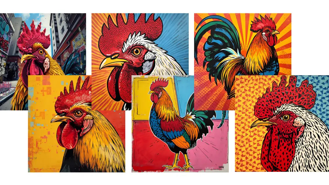 rooster pop art painting