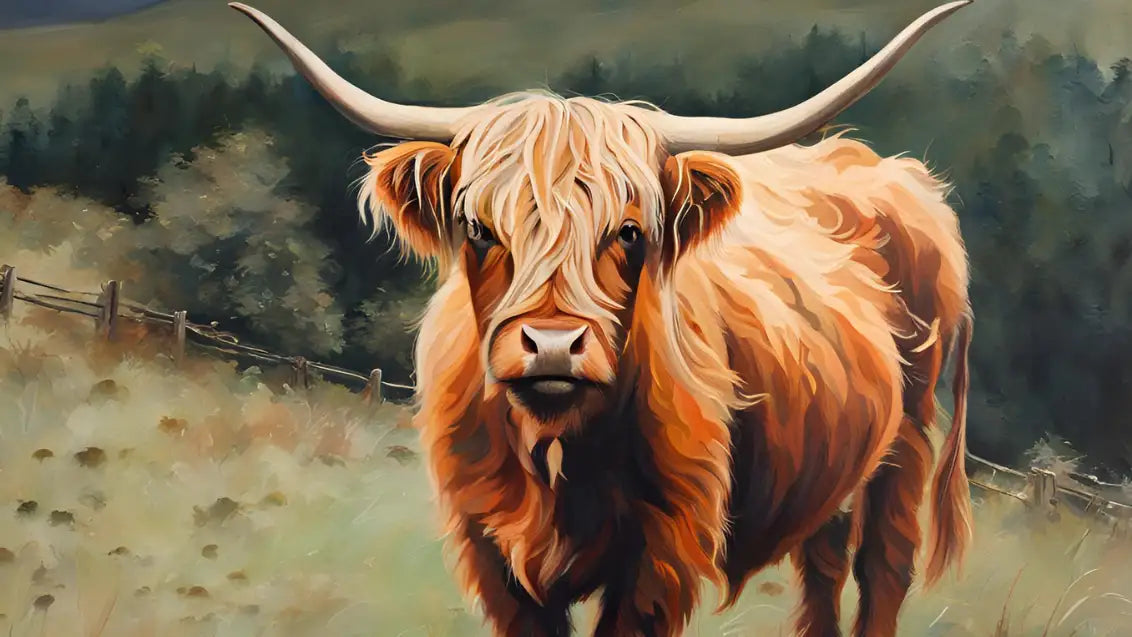 Highland cow acrylic painting