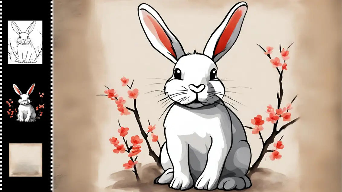 Chinese rabbit painting