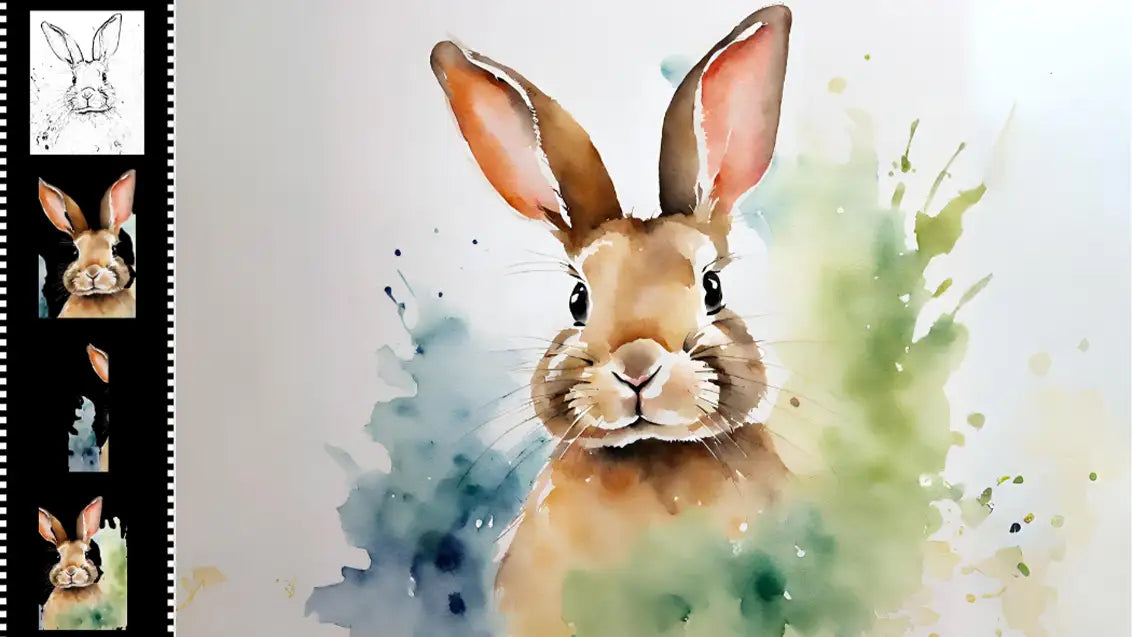 Rabbit watercolor painting