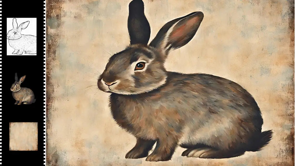 vintage rabbit painting