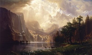 L'œuvre d'Albert Bierstadt intitulée Among the Sierra Nevada, California (1868) est l'une des nombreuses peintures qui ont contribué à façonner l'image de l'Amérique du XIXe siècle en tant que terre promise.