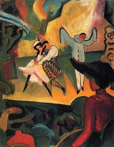 Russisches Ballet I (1912). August Macke. Huile sur carton