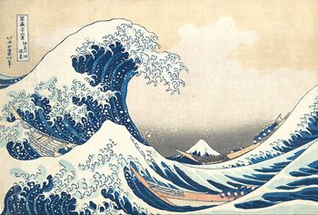 L'œuvre de Katsushika Hokusai intitulée Sous la vague au large de Kanagawa (vers 1830-32), tirée de la série des Trente-six vues du mont Fuji, est mondialement connue pour son dessin saisissant, sa perspective originale et sa palette de couleurs délicatement équilibrée.