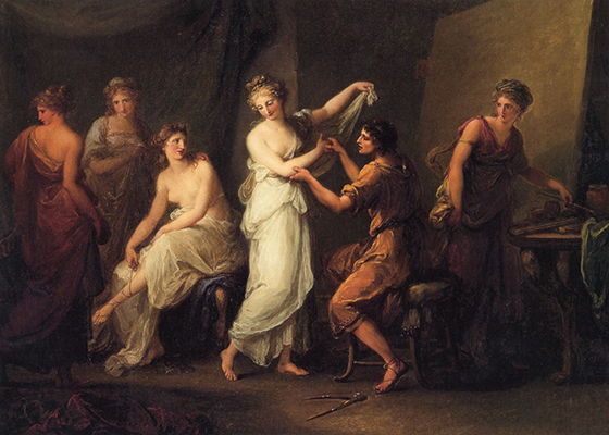 Zeuxis sélectionnant des modèles pour sa peinture d'Hélène de Troie (vers 1780-82)