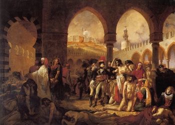 L'œuvre d'Antoine-Jean Gros, Napoléon à la maison de la peste de Jaffa (1804), combine une approche orientaliste pionnière avec un traitement héroïque de l'empereur qui allait bientôt être couronné.