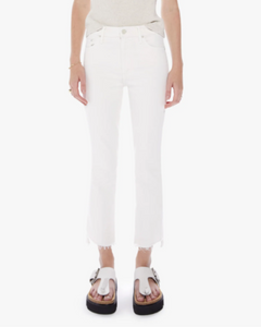Mother The Insider Crop Step Fray Jean in Cream Puffs
