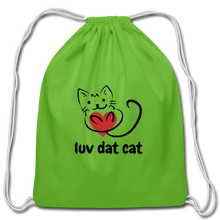 Load image into Gallery viewer, Official Luv Dat Cat Cotton Drawstring Bag - clover