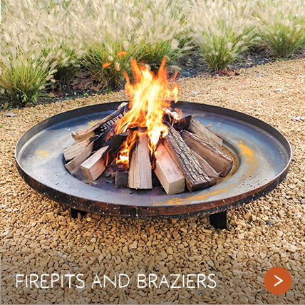 A brazier with piled logs on fire