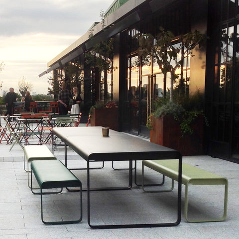 Aluminium outdoor benches and tables in different