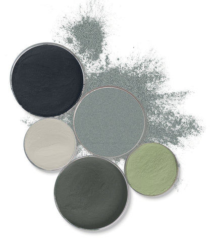 Lapilli Grey, Clay Grey, Liquorice, Rosemary, Cactus Colour Palette