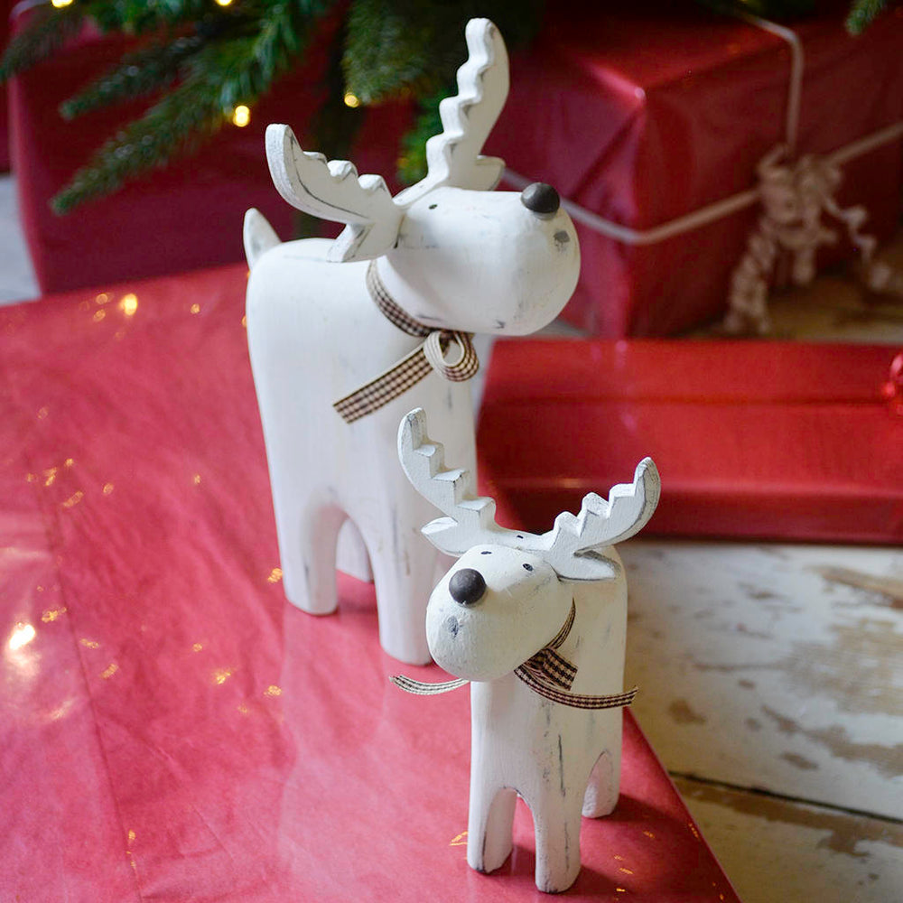 Buy White Wooden Reindeers The Worm That Turned Revitalising Your   TWTT White Wooden Reindeer Large And Small Ls 1000x 