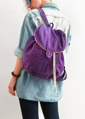 purple canvas backpack