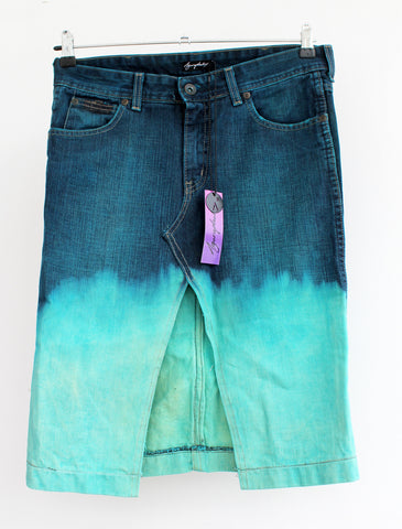 turquoise denim skirt