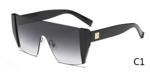 Futuristic One Piece Sunglasses Men Brand Designer Oversized Square Rimless Sun Glasses Black Shades Women OM504