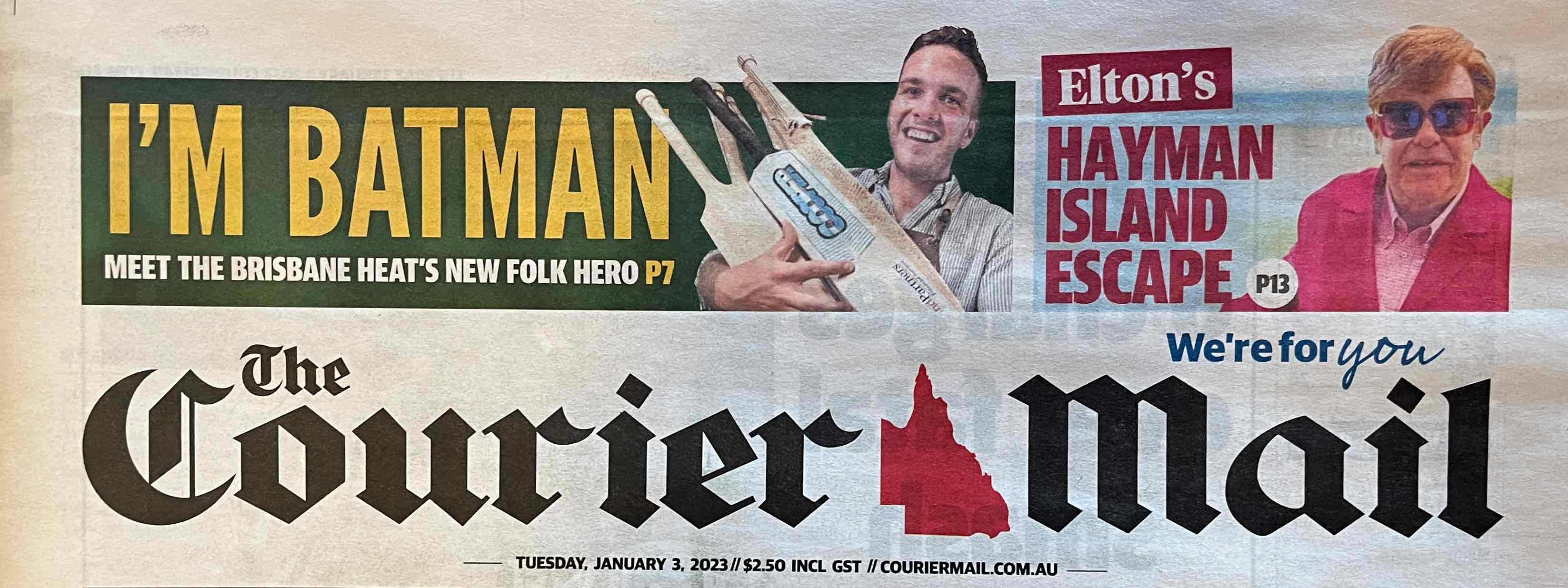 The Courier Mail front page 3 January 2023 with Josh Brown