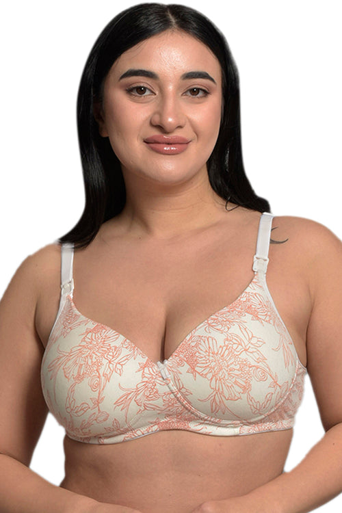 Plus Size Carrot Print Organic Cotton Bamboo Padded Feeding Bra