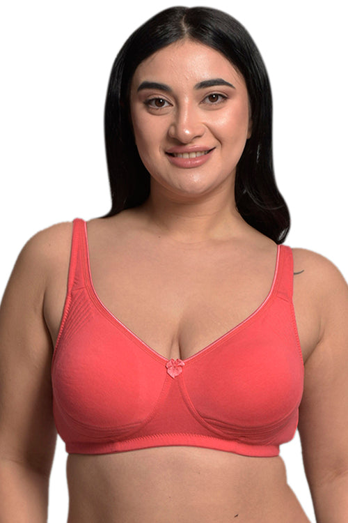 Plus Size Bright Pink Organic Cotton Bamboo Non padded Side support bra