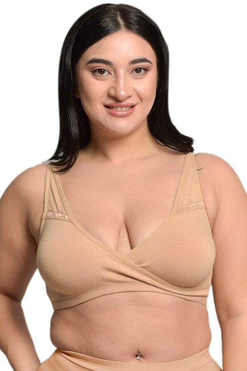 Plus Size Nude Organic Cotton Bamboo Non Padded  Sleeping Bra