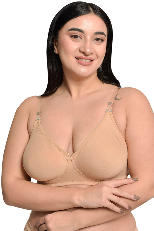 Organic Cotton Antimicrobial Backless Non-Padded Seamless Bra-ISB100-Milky  White