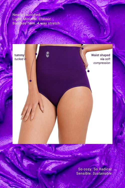 Buy Inner Sense Super Soft Bamboo Fibre Antimicrobial Seamless Over The  Bump Panty - Purple online