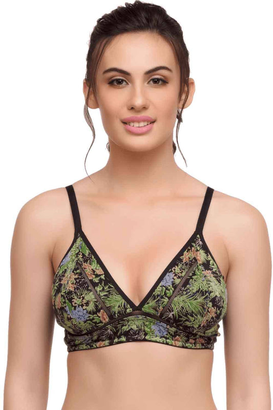 Organic Cotton Antimicrobial Lace Back Lightly Padded Non-wired Bra-ISB041