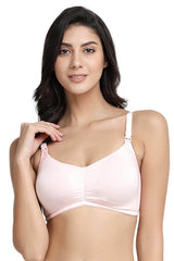 ISBP017-Peachy Pink-Buy Online Inner Sense Organic Cotton Soft Laced Bra & Panty  Set