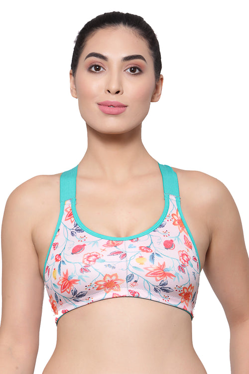 ISB071-Purple Floral-Buy Online Inner Sense Organic Cotton Medium Impact Sports  Bra