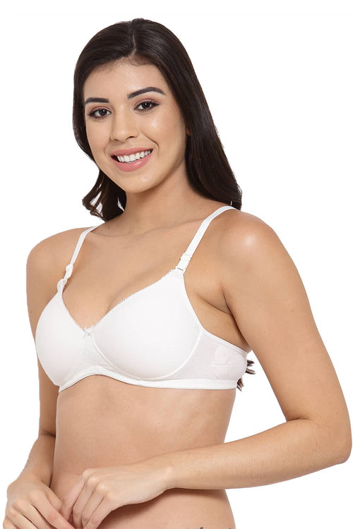 Organic Cotton Antimicrobial Padded t-shirt Bra-ISB104-Milky White-