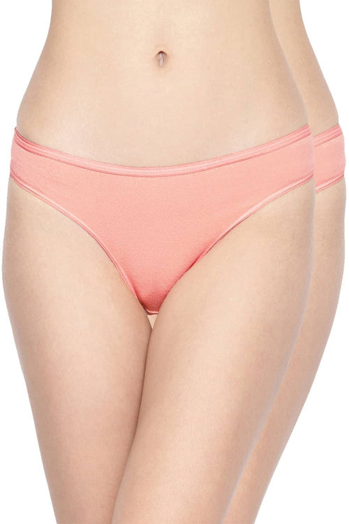 Organic Cotton Antimicrobial Bikini (Pack Of 2)-IMP004-Peach_Peach-