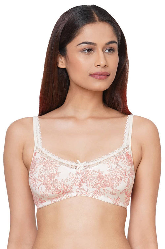 Organic Cotton Antimicrobial Seamless Triangular Bra with Supportive  Stitch-ISB099-Milky White