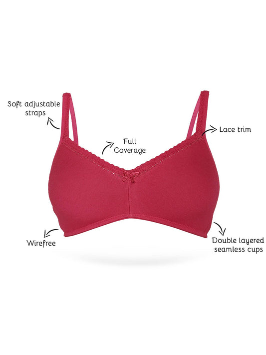 ISB017-C.Print_Peach_Maroon-Buy Online Inner Sense Organic Cotton Soft  Laced Bra (Pack of 3)