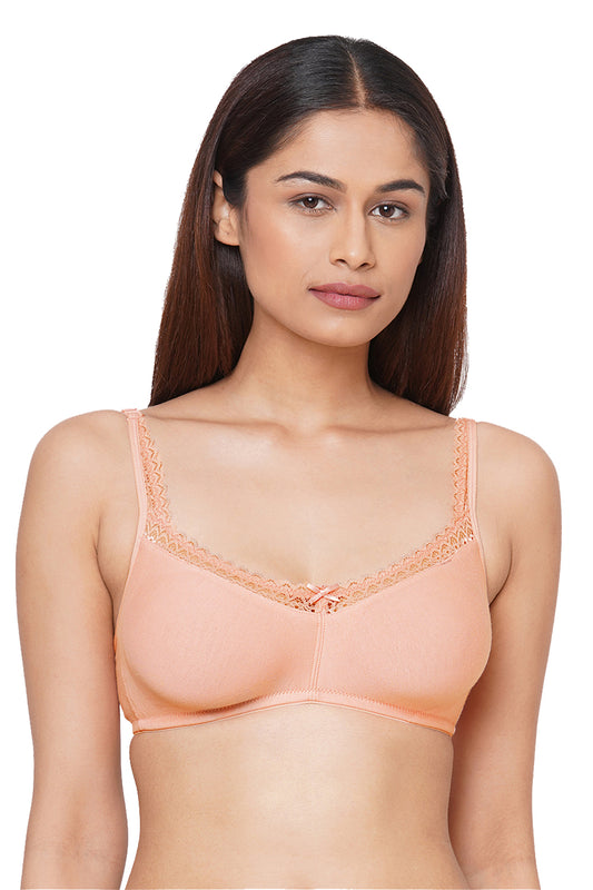 ISBP017-Peachy Pink-Buy Online Inner Sense Organic Cotton Soft Laced Bra & Panty  Set