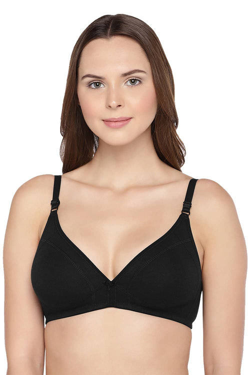 Organic Cotton Antimicrobial Seamless Triangular Bra with Supportive Stitch-ISB099-Black-