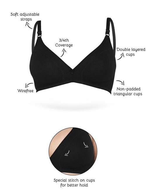 Buy Inner Sense Organic Seamless Side Support Bra - Black online