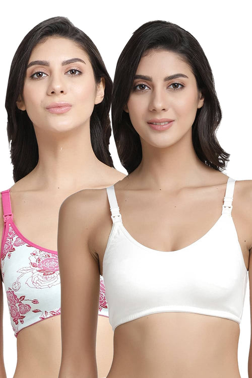 Organic Cotton Antimicrobial Soft Nursing Bra (Pack of 2)-IMB004C_4F-