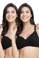 Organic Cotton Antimicrobial Padded Strapless and Backless Bra-ISB120-Black