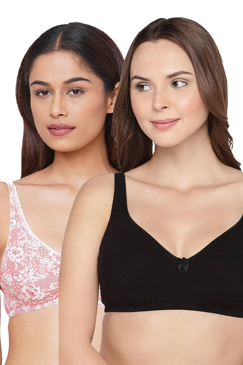 ISB057-Black_Pink Lace Print-Buy Online Inner Sense Organic Cotton Seamless  Side Support Bra (Pack of 2)