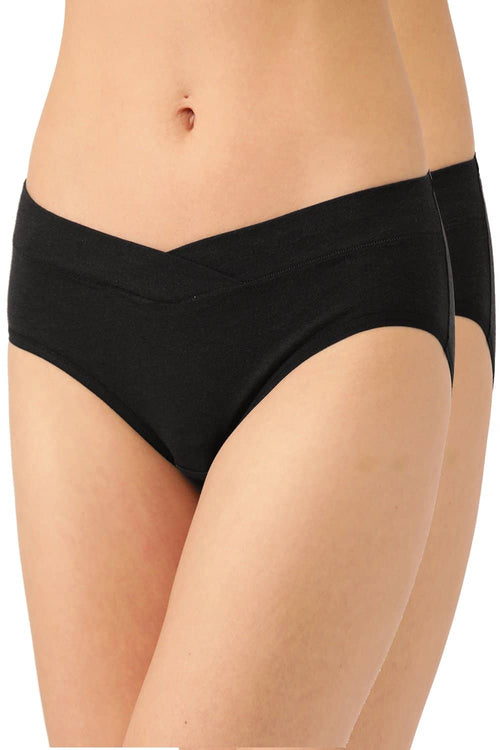 Organic Cotton Antimicrobial Maternity Panty (Pack Of 2)-IMP102-Black_Black-