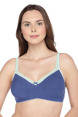 Organic Cotton Antimicrobial Seamless Triangular Bra with Supportive  Stitch-ISB099-Milky White