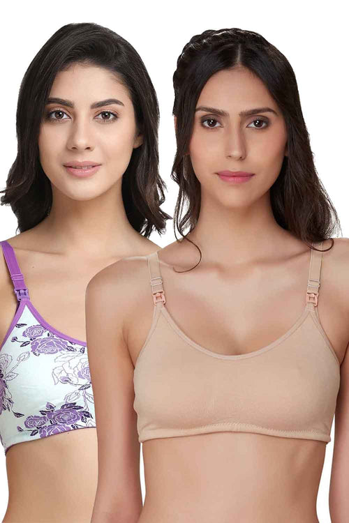 Organic Cotton Antimicrobial Soft feeding Bra ( Pack of 2 )-IMB004A_IMB004D