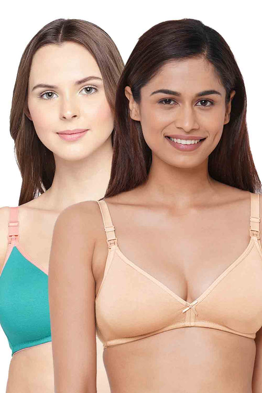 Buy Bodycare Pack of 3 Maternity/Feeding Bra In Black-Skin-White Colour  online