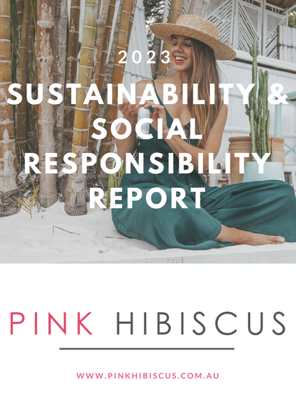 Cover of the 2023 Pink Hibiscus Sustainability & Social Responsibility Report