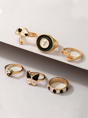 Yellow Chimes Knuckle Rings for Women Combo of 6 Pcs Stack Rings Gold Plated Midi Finger Ring Set for Women and Girls.