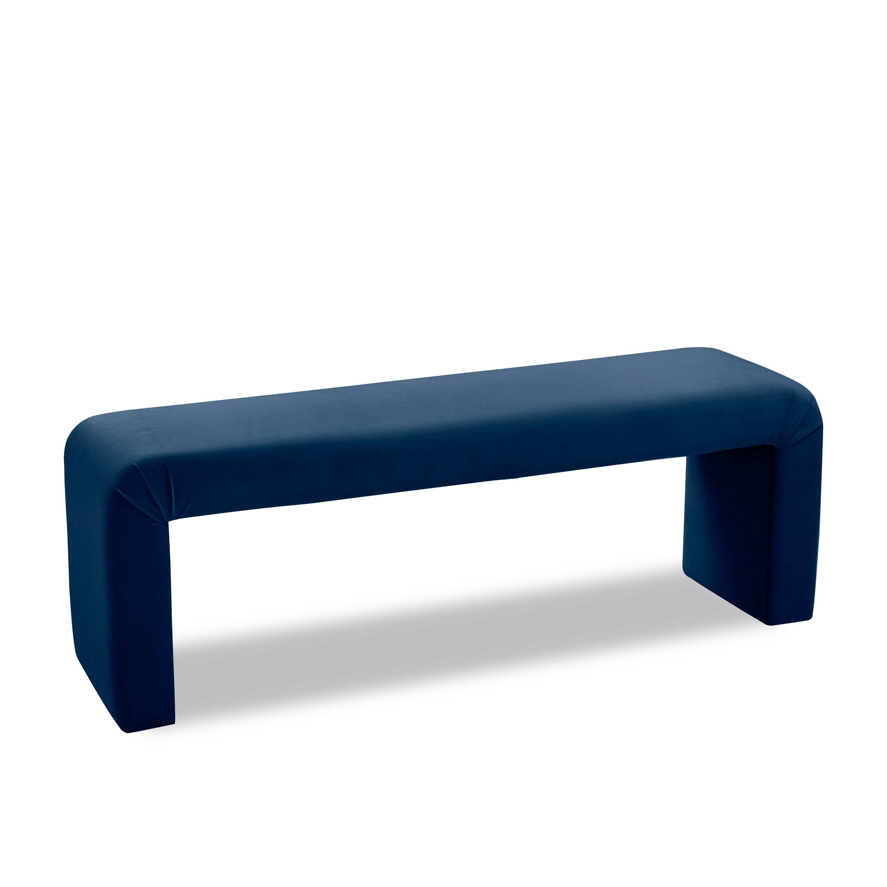 Minimalist Blue Velvet Bench