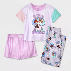Girls' Afro Unicorn 3pc Pajama Set - Purple at Target