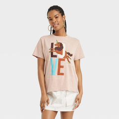 Women's Afro Unicorn Unique Divine Magical Short Sleeve Graphic T-Shirt