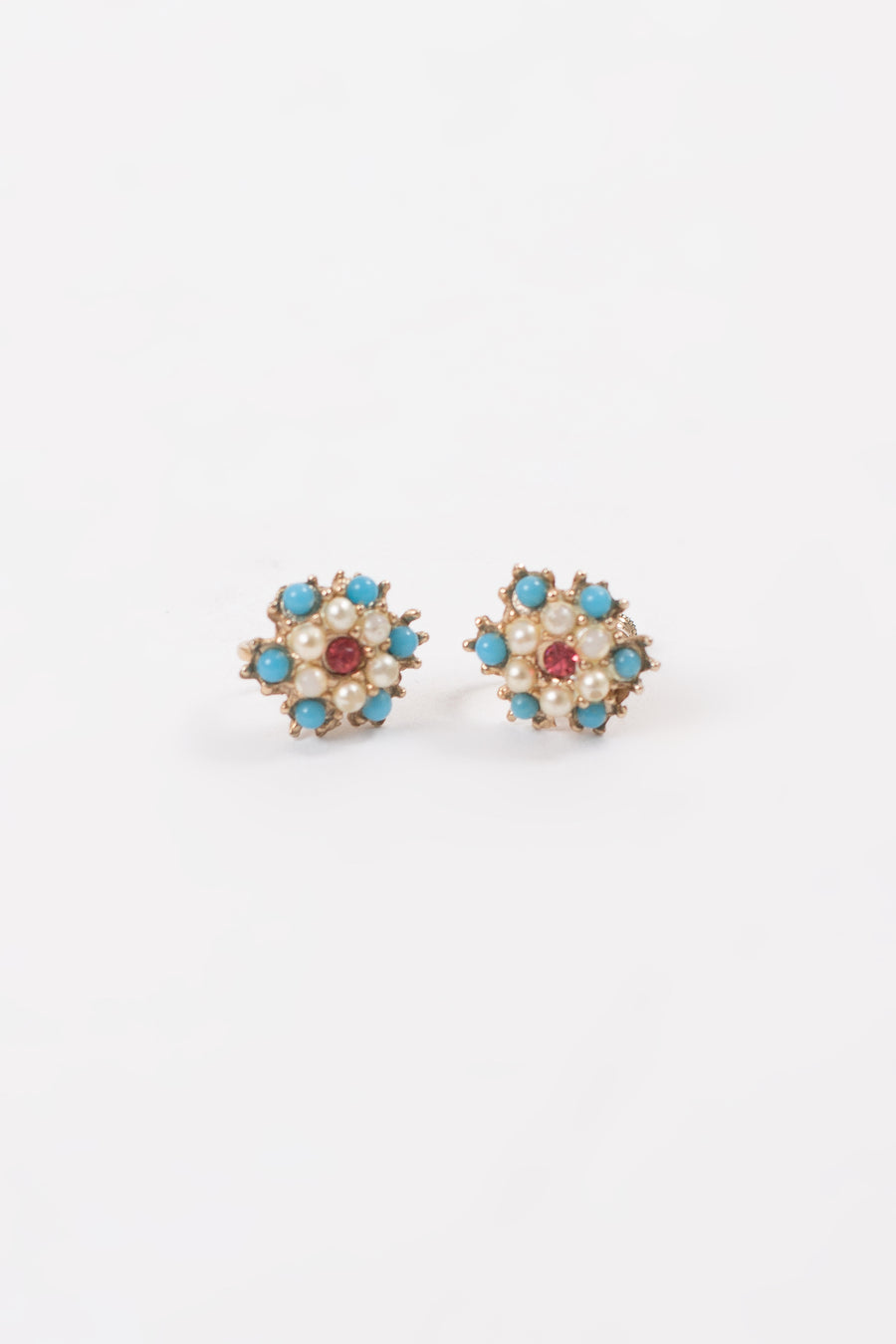 Vintage Floral Pearl Clip-On Earrings